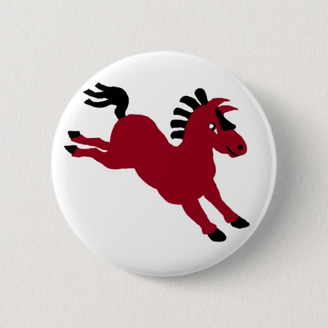 Macaron Rond 5 Cm Cheval rouge (Devant)