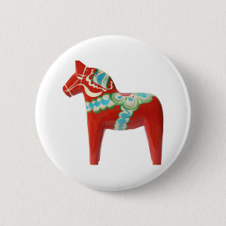 Macaron Rond 5 Cm Cheval rouge de Dala de Suédois