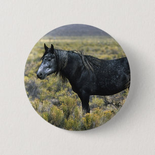 Macaron Rond 5 Cm Cheval sauvage de mustang dans le désert
