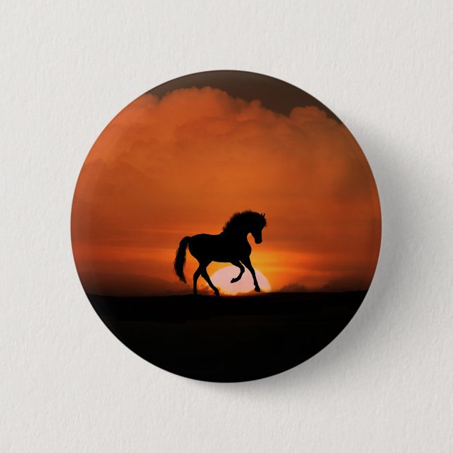 Macaron Rond 5 Cm Cheval super mignon et soleil (Devant)