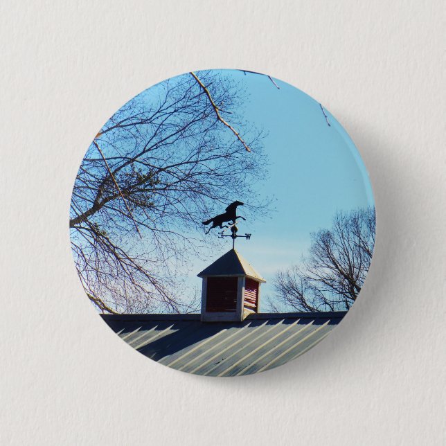 Macaron Rond 5 Cm Cheval Vane Météo Ciel Bleu (Devant)