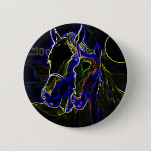 Macaron Rond 5 Cm Chevaux Blacklight