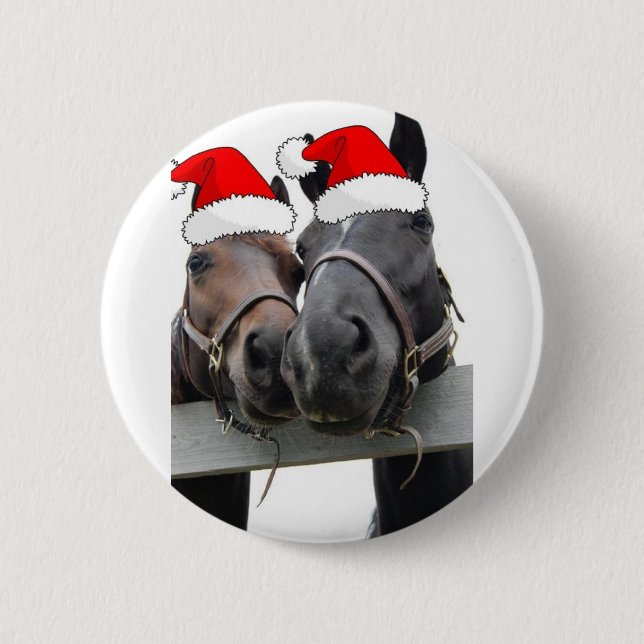 Macaron Rond 5 Cm Chevaux de Noël (Devant)