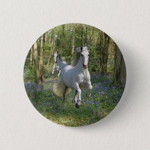 Macaron Rond 5 Cm Chevaux d'imaginaire : Bois de jacinthe des bois