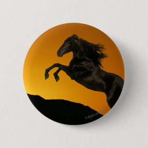 Macaron Rond 5 Cm Chevaux d'imaginaire : Coucher du soleil de