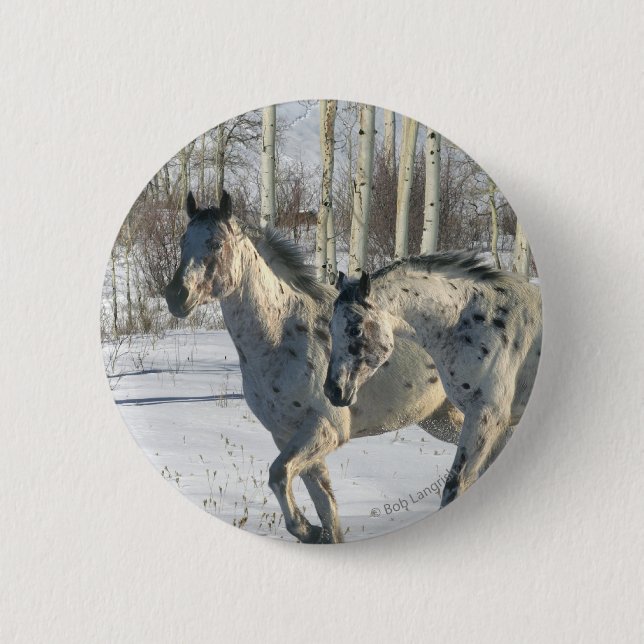 Macaron Rond 5 Cm Chevaux d'imaginaire : Le pays des merveilles (Devant)