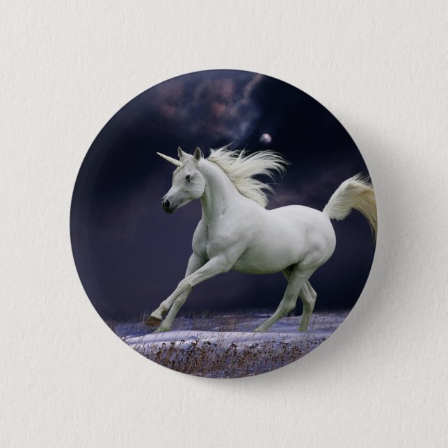 Macaron Rond 5 Cm Chevaux d'imaginaire : Licorne (Devant)