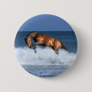 Macaron Rond 5 Cm Chevaux d'imaginaire : Selle Francais et mer