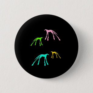 Macaron Rond 5 Cm Chevaux modernes colorés sur le noir