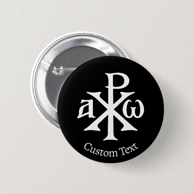 Macaron Rond 5 Cm Chi Rho Christogram (Devant & derrière)