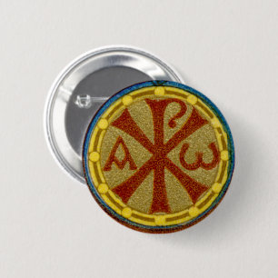 Macaron Rond 5 Cm Chi Rho / Médaillon Alpha Oméga de SNV 36