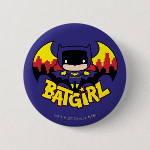 Macaron Rond 5 Cm Chibi Batgirl Avec Gotham Skyline & Logo