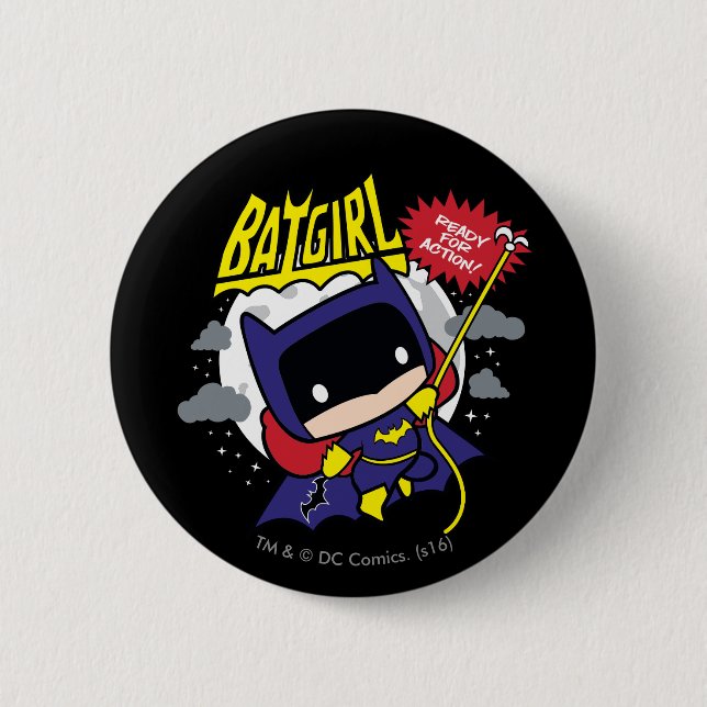 Macaron Rond 5 Cm Chibi Batgirl prête à l'action (Devant)