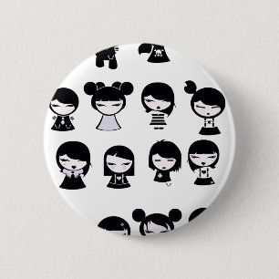 Macaron Rond 5 Cm Chibi Emo Goth