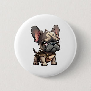 Macaron Rond 5 Cm Chibi French Bulldog