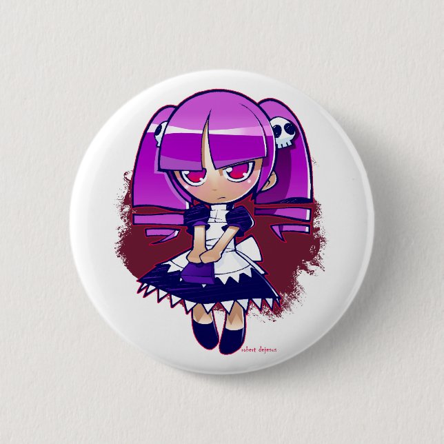 Macaron Rond 5 Cm Chibi Goth (Devant)