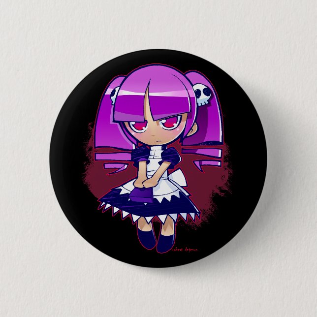 Macaron Rond 5 Cm Chibi Goth (Devant)
