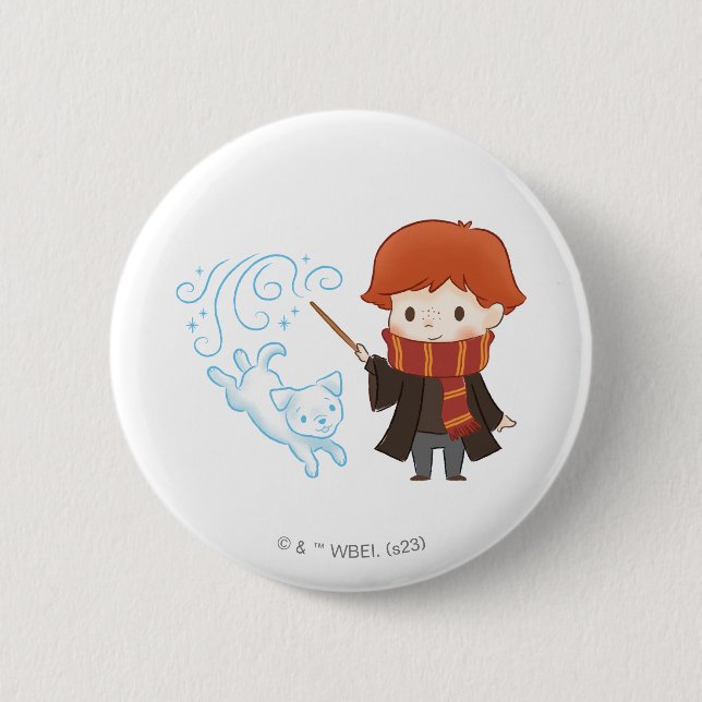 Macaron Rond 5 Cm Chibi Ron Weasley Patronus (Devant)