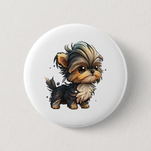 Macaron Rond 5 Cm Chibi Yorkshire Terrier