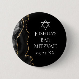Macaron Rond 5 Cm Chic Black Gold Agate Bar Mitzvah Party