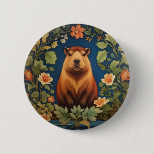 Macaron Rond 5 Cm Chic Capybara - William Morris Inspiré