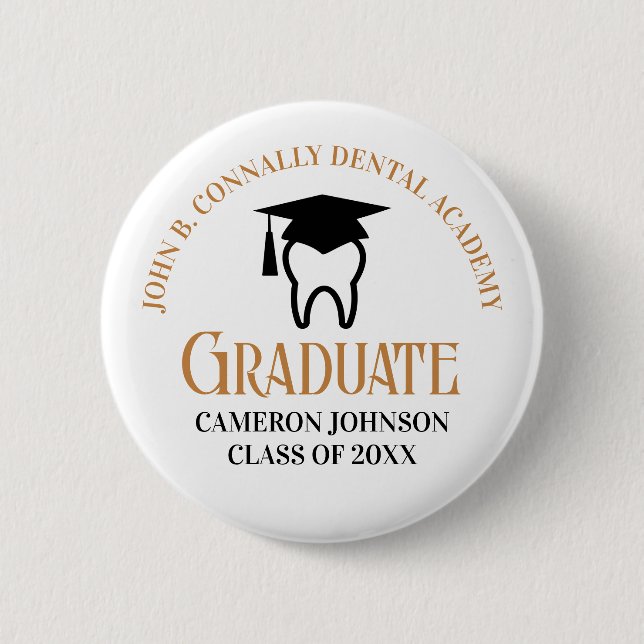Macaron Rond 5 Cm Chic Dental School sur mesure Dentist Graduation (Devant)