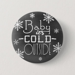 Macaron Rond 5 Cm Chic Fête Tableau Noir Bébé il fait froid dehors