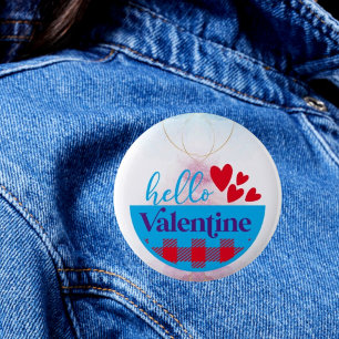 Macaron Rond 5 Cm Chic Salutations : Bonjour Valentine Button