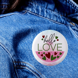 Macaron Rond 5 Cm Chic Salutations : Hello Love Button