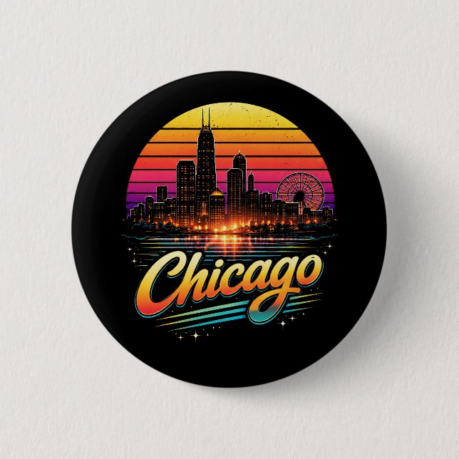 Macaron Rond 5 Cm Chicago (Devant)