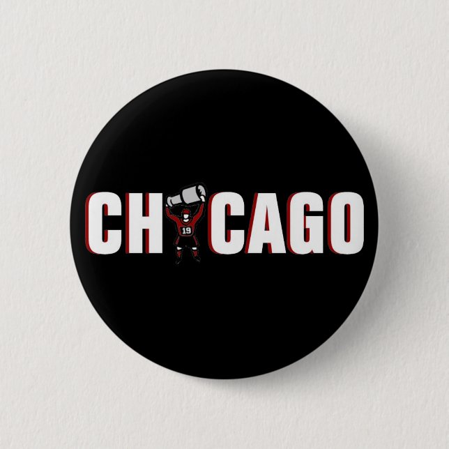 Macaron Rond 5 Cm Chicago Blackhawks : Champions de la Coupe Stanley (Devant)