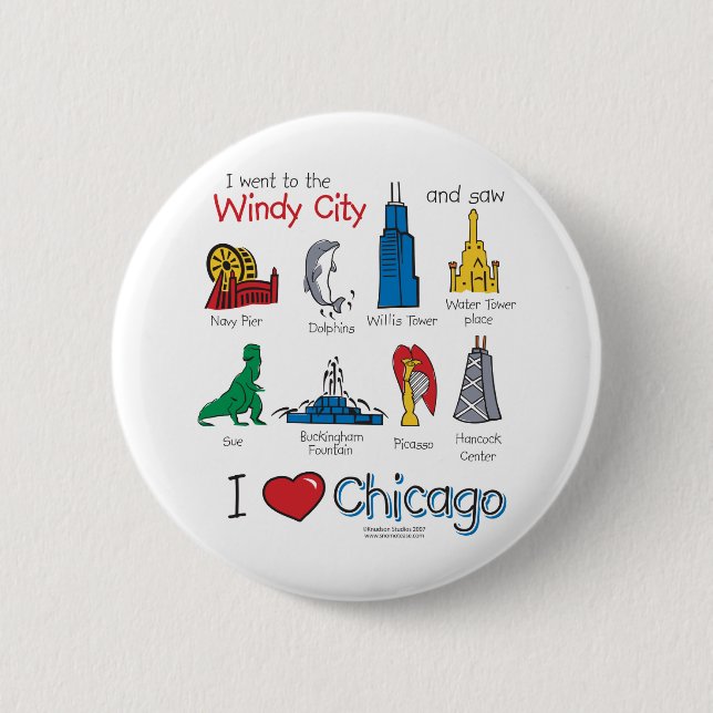 Macaron Rond 5 Cm Chicago--Enfant-Icône-NOUVEAU [Co (Devant)