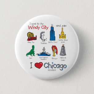 Macaron Rond 5 Cm Chicago--Enfant-Icône-NOUVEAU [Co
