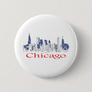 Macaron Rond 5 Cm Chicago-Skyline