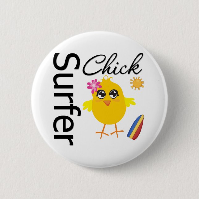 Macaron Rond 5 Cm Chick surfer (Devant)