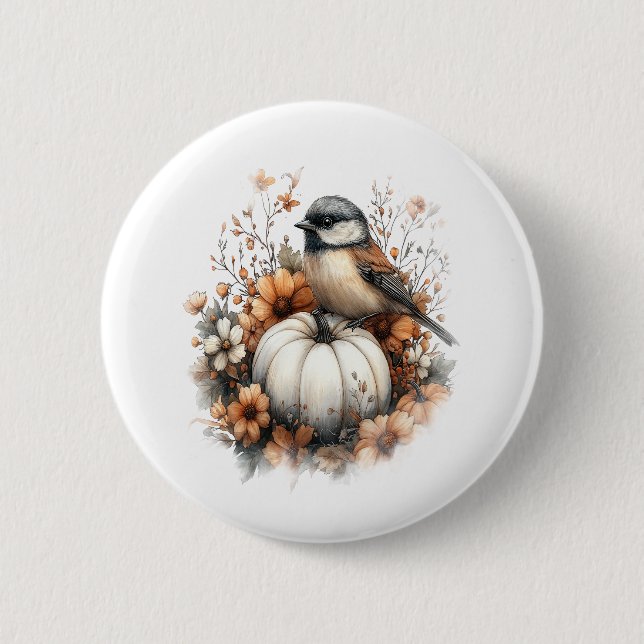 Macaron Rond 5 Cm Chickadee Shirt Pays Citrouille (Devant)