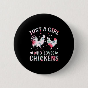 Macaron Rond 5 Cm Chicken Art Girl Who Loves Chickens