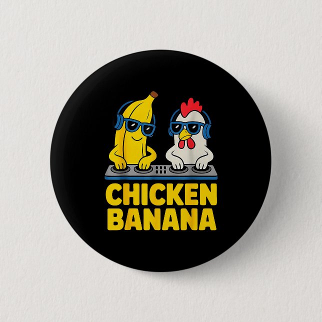 Macaron Rond 5 Cm Chicken Banana Dj  (Devant)
