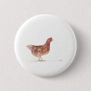Macaron Rond 5 Cm Chicken hen watercolor farm Grandma gift Barn bird