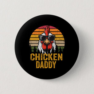 Macaron Rond 5 Cm Chicken Papa Rooster Vintage Pour Papa Farmer Fath