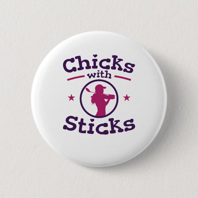 Macaron Rond 5 Cm Chicks avec bâtons Golf Golfing Femmes (Devant)