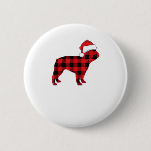 Macaron Rond 5 Cm Chien à taureaux français de Noël Chapeau rouge de