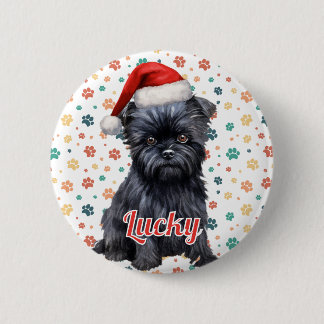 Macaron Rond 5 Cm Chien Affenpinscher Noël