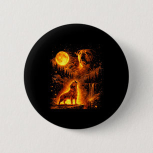 Macaron Rond 5 Cm Chien au clair de lune vintage drôle bouledogue hu