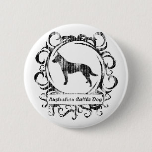 Macaron Rond 5 Cm Chien australien patiné chic de bétail