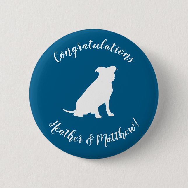 Macaron Rond 5 Cm Chien Baby shower Pit Pitbull Blue Boy (Devant)