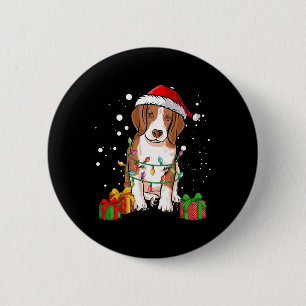 Macaron Rond 5 Cm Chien beagle Noël Arbre Lumières Père Noël Chien X