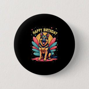 Macaron Rond 5 Cm Chien berger allemand joyeux fête d'anniversaire S