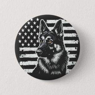 Macaron Rond 5 Cm Chien berger allemand USA Drapeau américain 4 juil