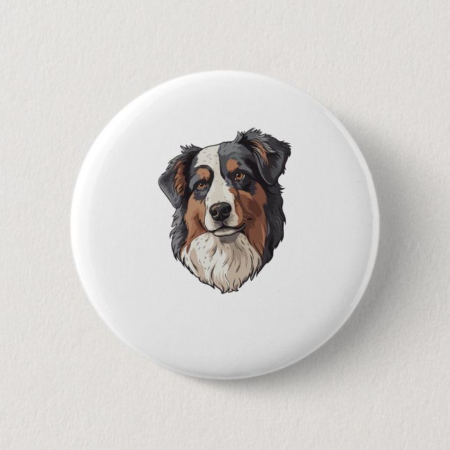 Macaron Rond 5 Cm Chien berger australien (Devant)